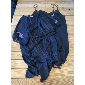NWT Vintage Ventura Two Piece Nightie & Robe Set Size 3X Women’s Black